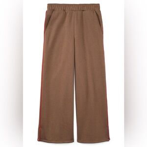 NWT weekend academy Brown Wide-Leg Pants with color Trim